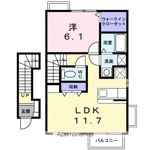 COTTONHILLS(1LDK/2階)の間取り写真
