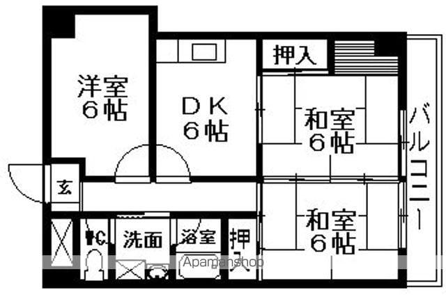 グランパレス南海(3DK/4階)の間取り写真