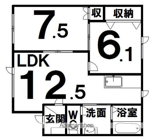 ラセール2(2LDK/2階)の間取り写真