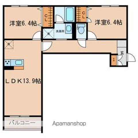 GRAND SOLEILⅢ(2LDK/2階)の間取り写真