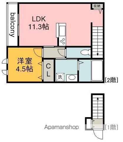 Mメゾン 北棟(1LDK/2階)の間取り写真