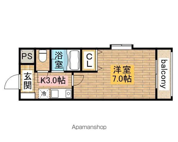 ベルデ堺東(1K/3階)の間取り写真