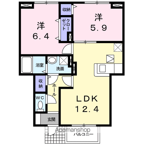 エターナル(2LDK/1階)の間取り写真