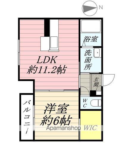 ラ・パルテール新屋敷 1(1LDK/2階)の間取り写真