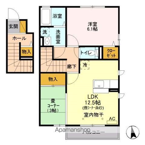 グランコートII(1LDK/2階)の間取り写真