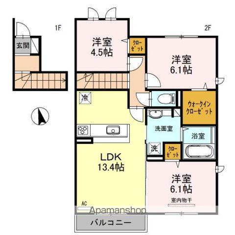 アルブル B棟(3LDK/2階)の間取り写真