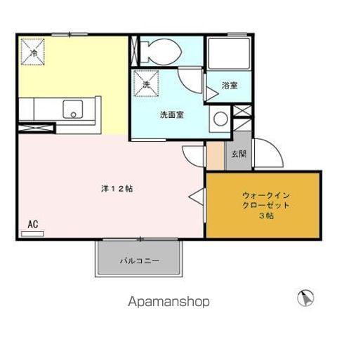 セジュールショコラ(ワンルーム/2階)の間取り写真