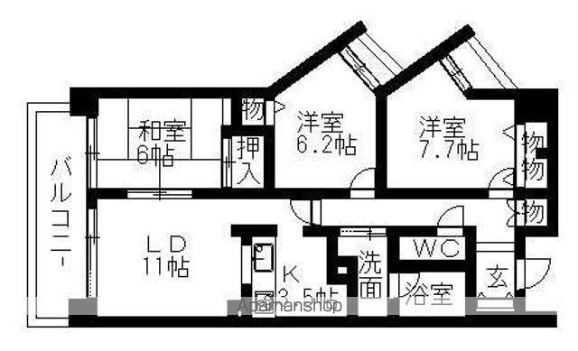 井清壽マンション(3LDK/6階)の間取り写真