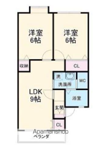 アンソレイエ Ⅱ(2LDK/1階)の間取り写真