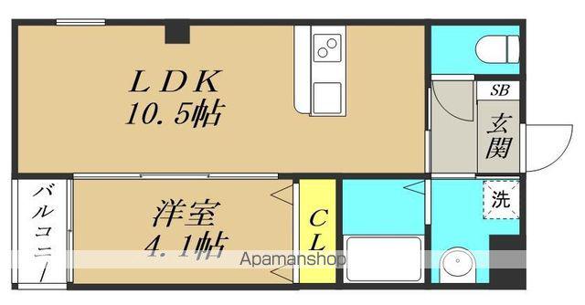 ハーヴェスト久留米(1LDK/1階)の間取り写真