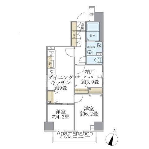 DS VARIE阪東橋レジデンス(2SDK/4階)の間取り写真