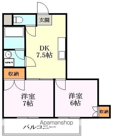 ルミエール春日森(2DK/3階)の間取り写真