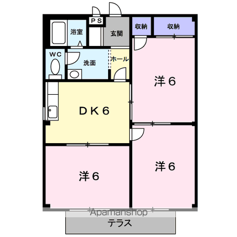 ハイツ綱嶋(3DK/1階)の間取り写真