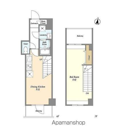 ミレドゥーエ神楽坂(1LDK/4階)の間取り写真