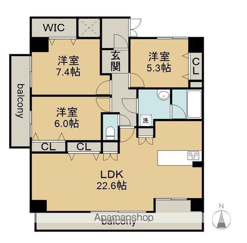 シティライフ中区正木(3LDK/7階)の間取り写真