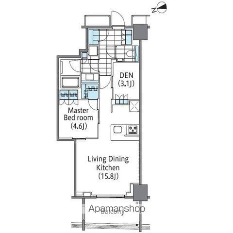 コンフォリア新宿イーストサイドタワー(1LDK/10階)の間取り写真