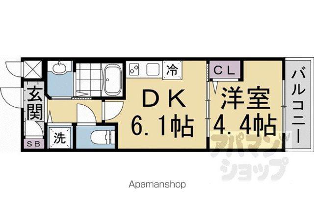 ベラジオワールドアイ京都円町(1DK/3階)の間取り写真