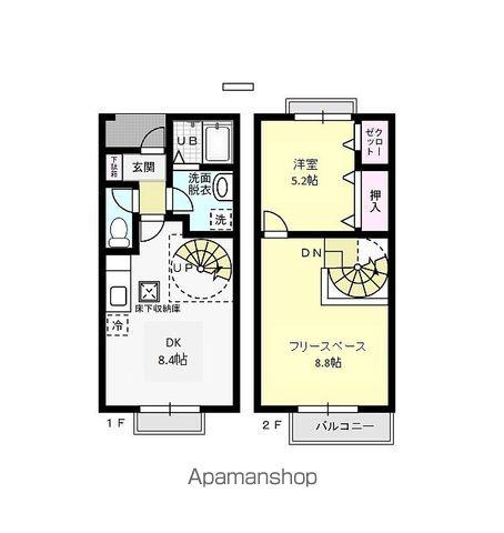 フォレストヒル勇A(2LDK/2階)の間取り写真
