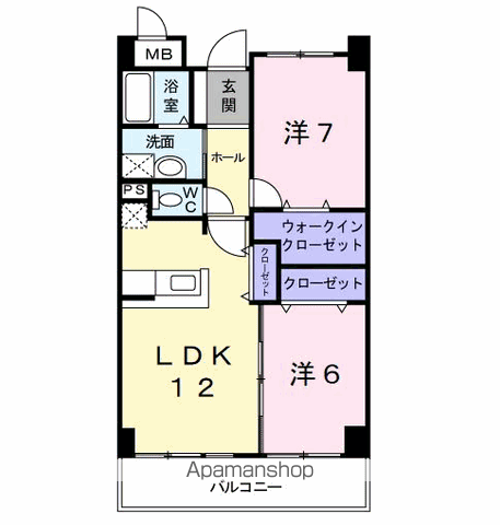 ハイエストクレディア(2LDK/5階)の間取り写真