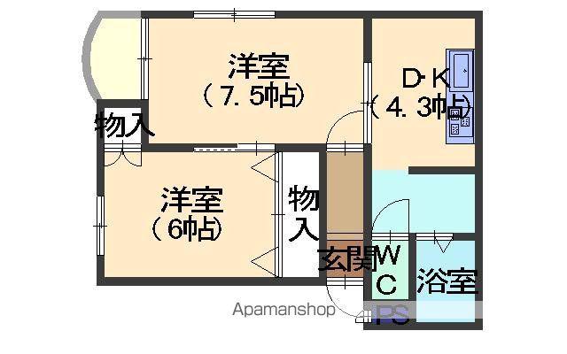 フレンドパーク川端(2K/3階)の間取り写真