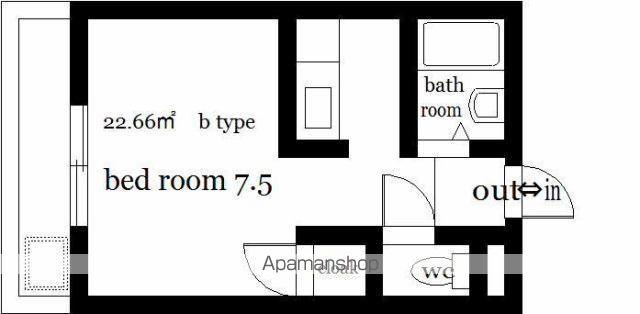 オクトワール宮崎西弐番館(ワンルーム/2階)の間取り写真