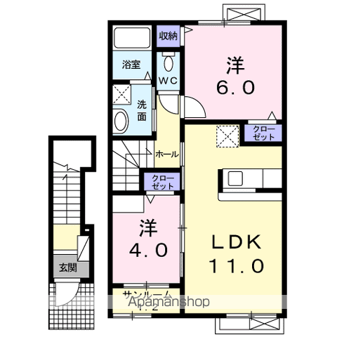 アミューズⅢ(2LDK/2階)の間取り写真