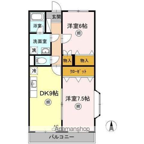 GNOSIS Ⅱ(2DK/2階)の間取り写真