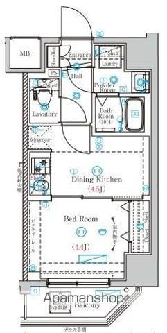 MIND両国(1DK/4階)の間取り写真
