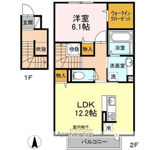 ラ・ルーチェ(1LDK/2階)の間取り写真