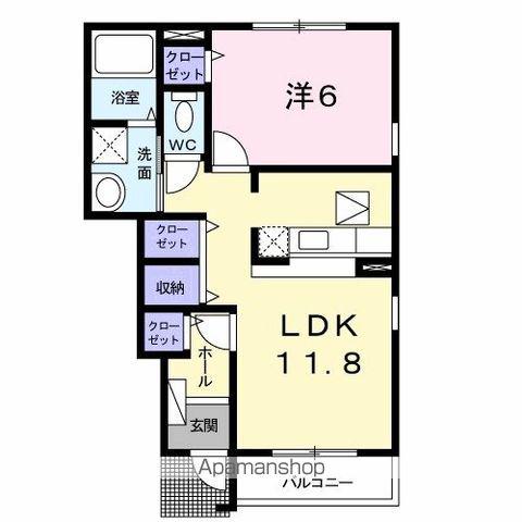 グレースガーデン B(1LDK/1階)の間取り写真