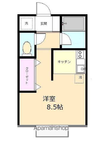 サカモトウエストⅠ(ワンルーム/2階)の間取り写真