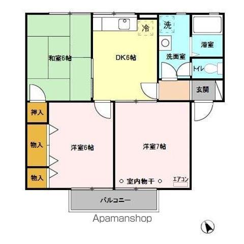 リヴェールコート A/B/C/D/E(3DK/2階)の間取り写真