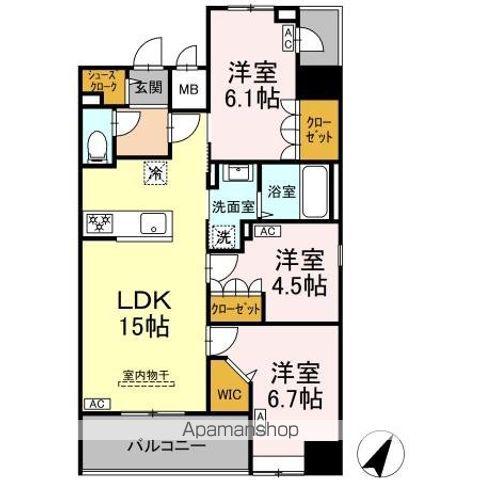 D-ROOM千葉中央(3LDK/10階)の間取り写真
