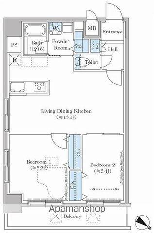 ステラテラス(2LDK/9階)の間取り写真