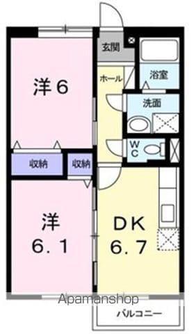 アメニティヴィラ(2DK/2階)の間取り写真