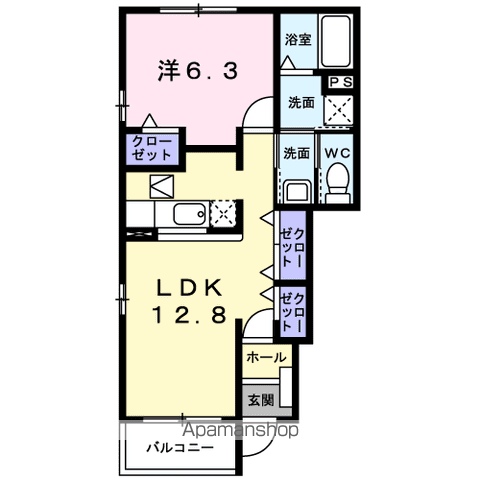 アルフィーノはるC(1LDK/1階)の間取り写真