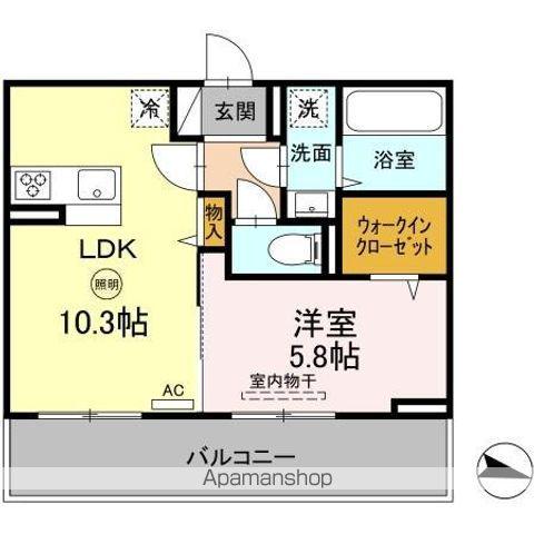 DーROOM石丸(1LDK/2階)の間取り写真