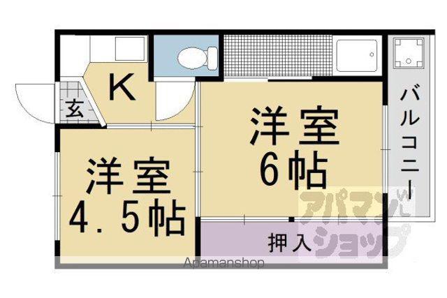 ビレッジハウス長岡(1K/2階)の間取り写真