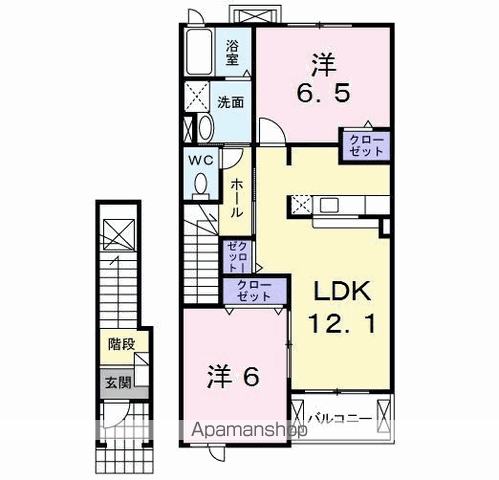 グランディールⅡ番館(2LDK/2階)の間取り写真