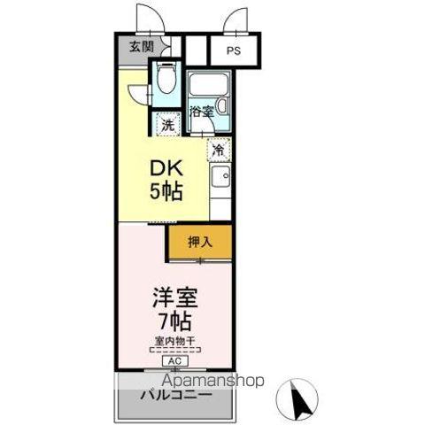 サンラフォーレ花北(1DK/1階)の間取り写真