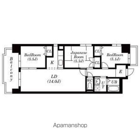 ユーハウス鶴舞Ⅱ(3LDK/3階)の間取り写真