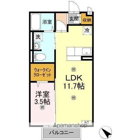 セジュール・タクボ(1LDK/2階)の間取り写真