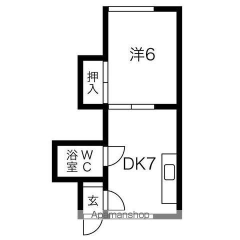 リベルタ発寒(1DK/1階)の間取り写真