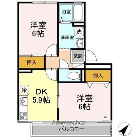 シャトレー西本(2DK/1階)の間取り写真