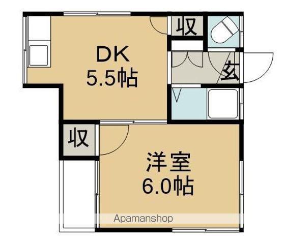 つくば荘(1DK/1階)の間取り写真