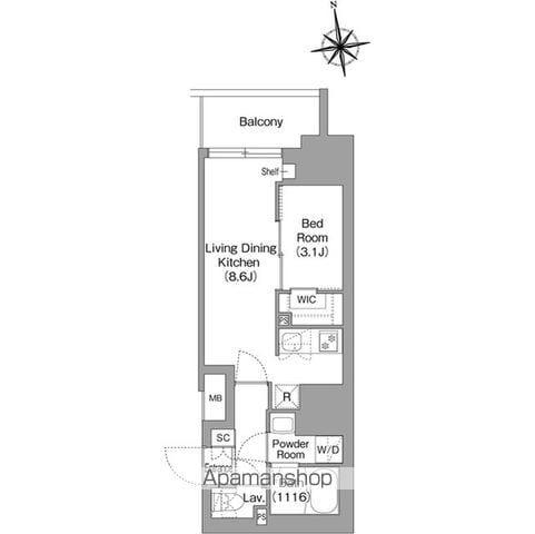 コンフォリア・リヴ北新宿(1LDK/12階)の間取り写真