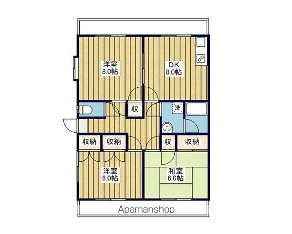 下林クローバーハイツ(3DK/2階)の間取り写真