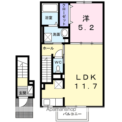 プレシス中津Ⅰ(1LDK/2階)の間取り写真
