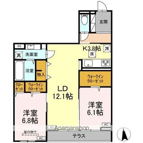 CLASSEUM仙台小田原 III(2LDK/1階)の間取り写真