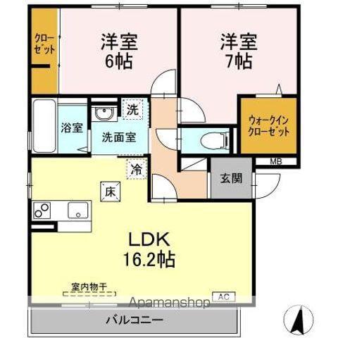 セジュール・リリー C(2LDK/1階)の間取り写真